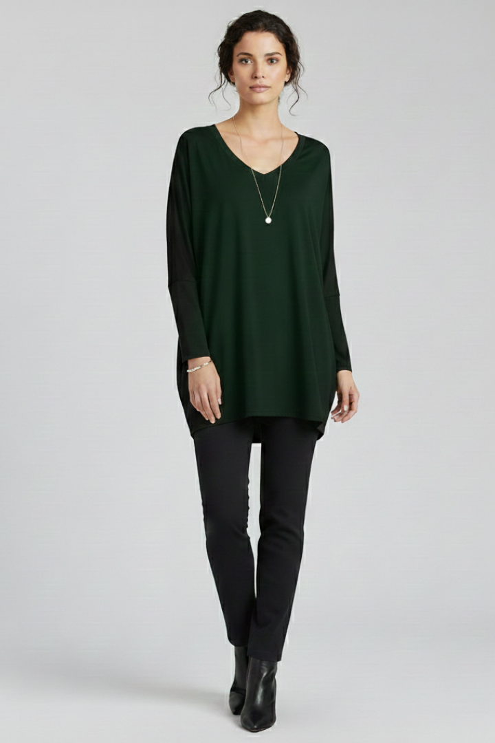 Norelle | Women's V-Neck Oversized Blouse – Long Sleeve Loose Fit Casual Shirt