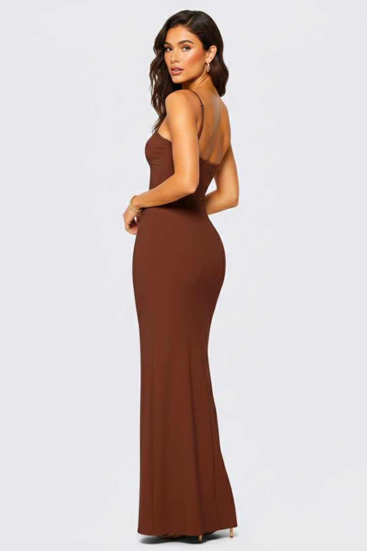 Norielle | Women’s Bodycon Maxi Dress – Spaghetti Strap, Open Back, Evening Dress