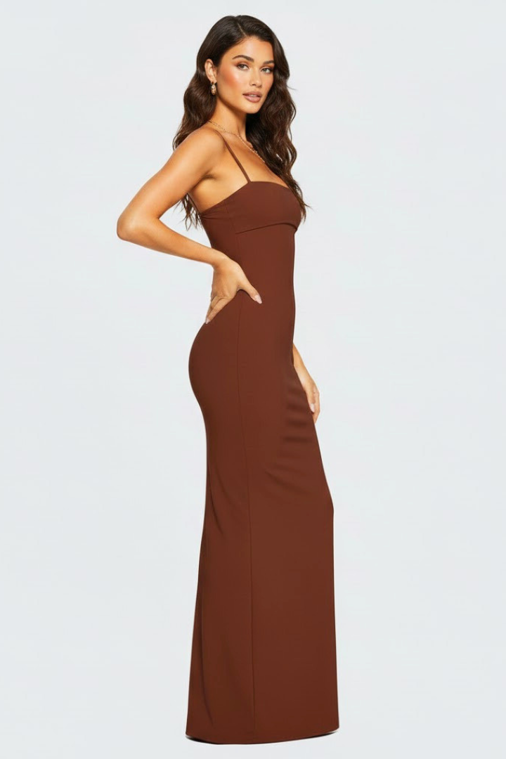 Norielle | Women’s Bodycon Maxi Dress – Spaghetti Strap, Open Back, Evening Dress