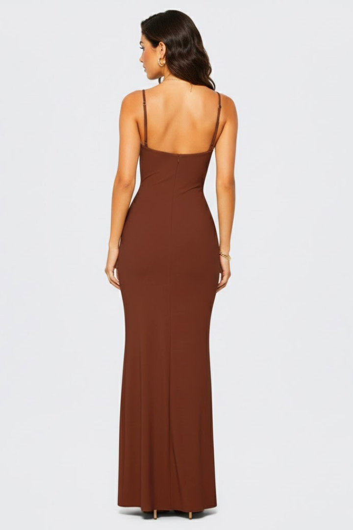 Norielle | Women’s Bodycon Maxi Dress – Spaghetti Strap, Open Back, Evening Dress