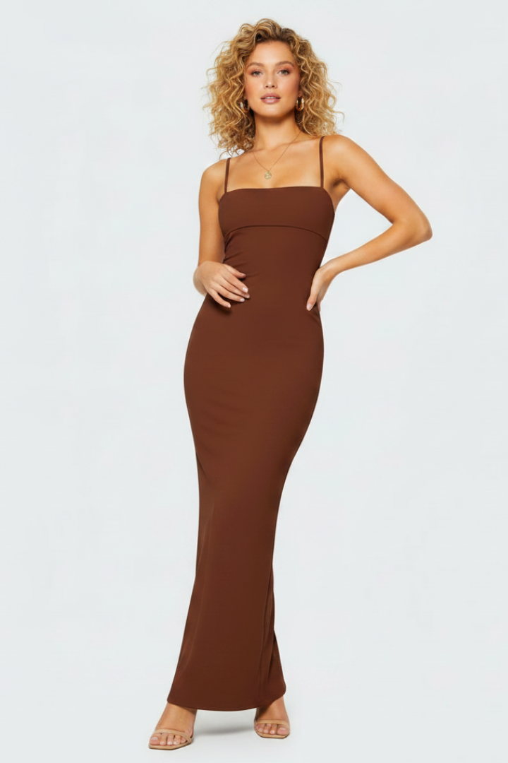 Norielle | Women’s Bodycon Maxi Dress – Spaghetti Strap, Open Back, Evening Dress