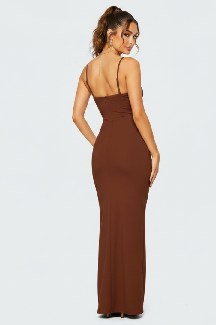 Norielle | Women’s Bodycon Maxi Dress – Spaghetti Strap, Open Back, Evening Dress