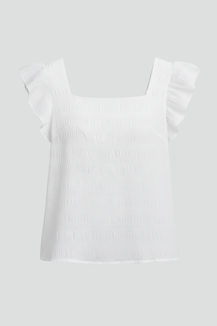 Nura | Women’s Square Neck Top – Textured Woven Blouse Short Sleeve Relaxed Fit