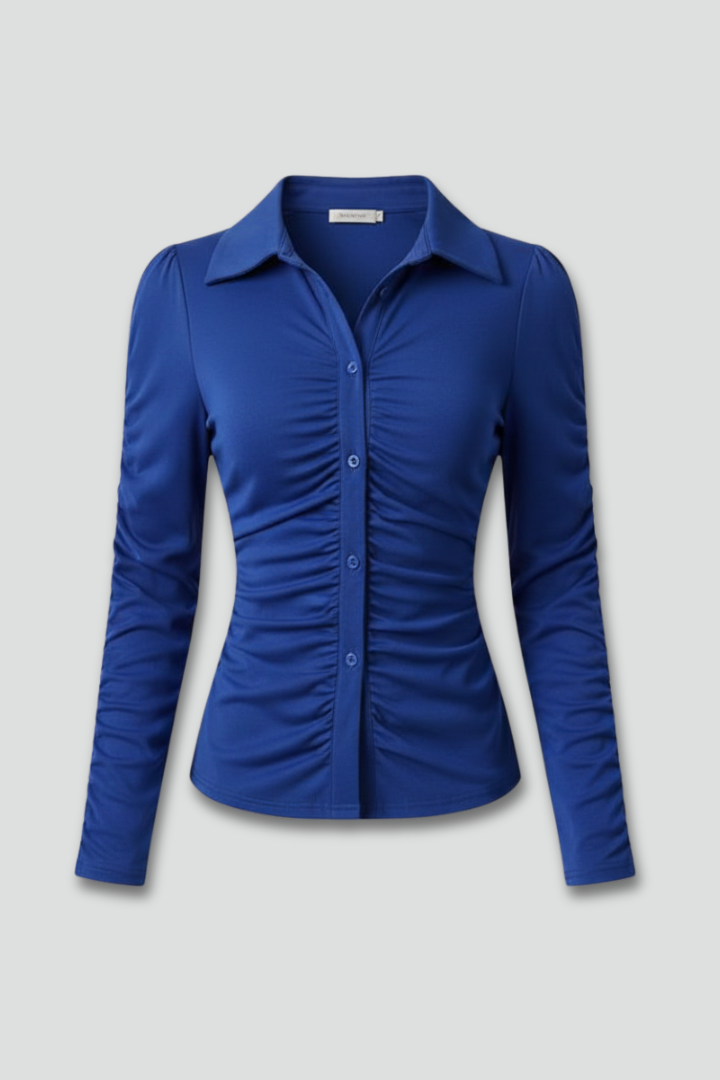 Nylah | Women’s Long Sleeve Blouse – Collared Button Front