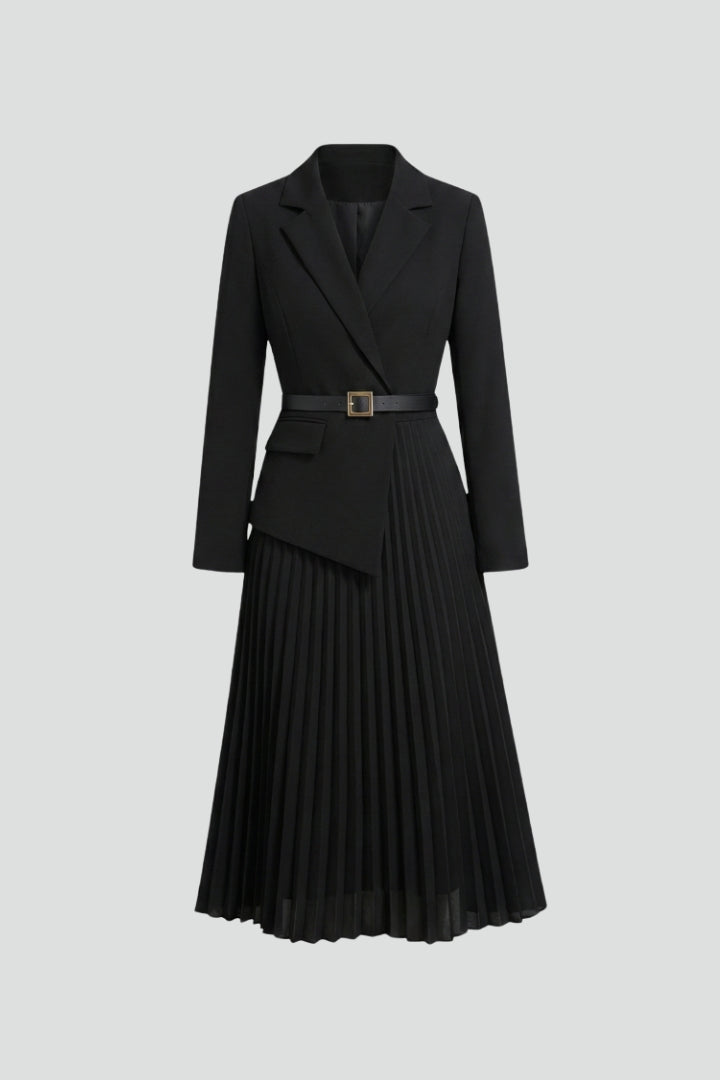 Nymera | Women’s Blazer Dress with Belt – Pleated Mini/Midi Structured Formal Dress