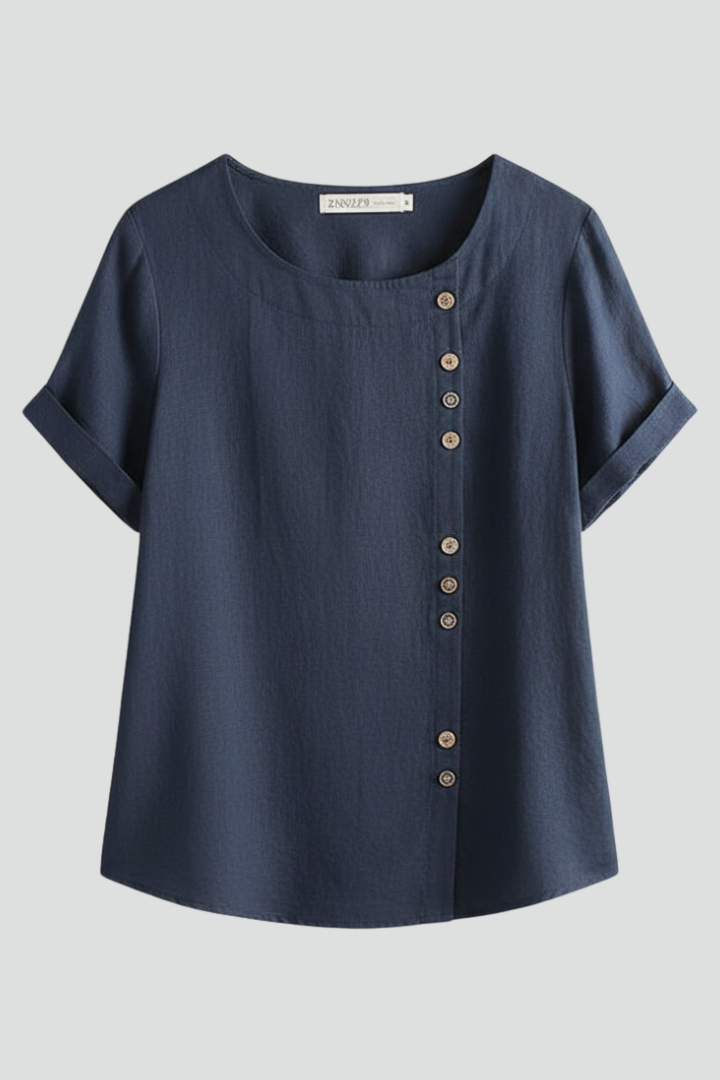 Odessa | Women's Short Sleeve Blouse – Round Neck Top