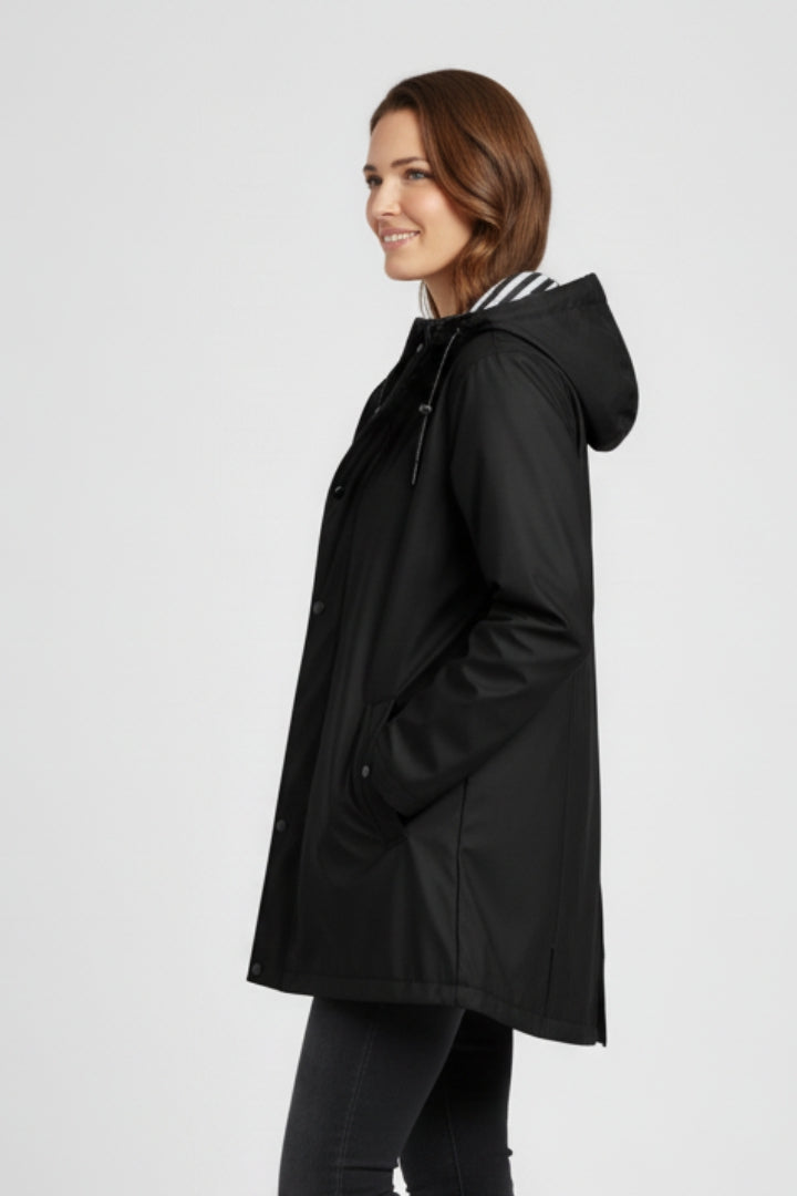 Ondrea | Women’s Mid-Length Raincoat – Adjustable Hood, Waterproof Lightweight Jacket
