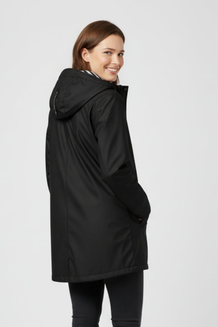 Ondrea | Women’s Mid-Length Raincoat – Adjustable Hood, Waterproof Lightweight Jacket