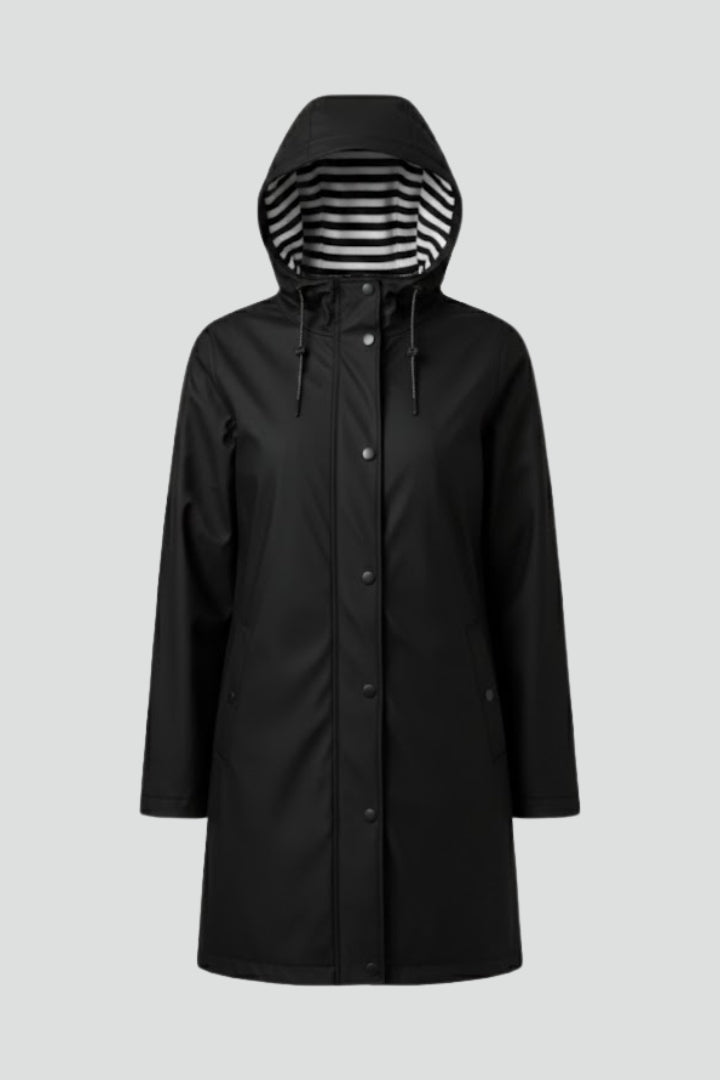 Ondrea | Women’s Mid-Length Raincoat – Adjustable Hood, Waterproof Lightweight Jacket