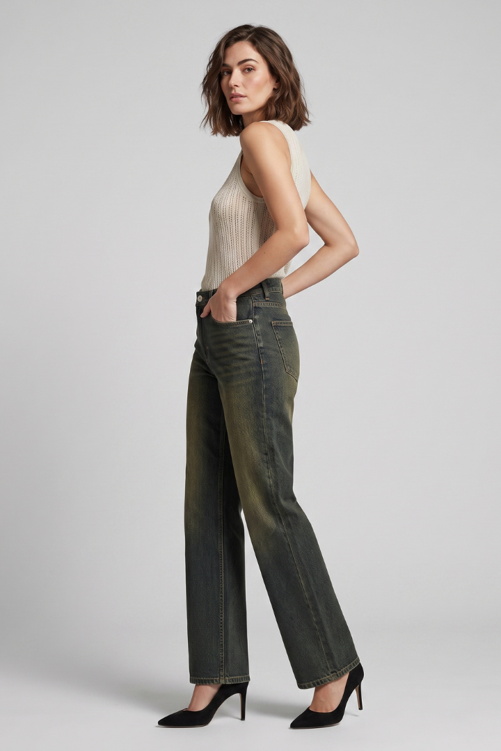 Orlissae | Women’s High-Waisted Straight-Leg Jeans – Regular Fit Denim Pants