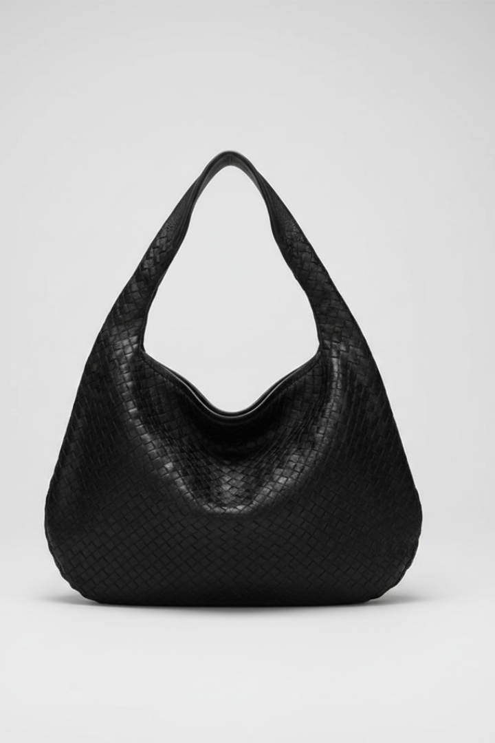 Orvia | Women’s Woven Shoulder Bag – Round Hobo Bag with Single Strap, Textured Handbag