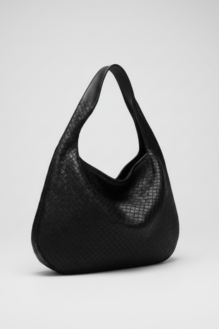 Orvia | Women’s Woven Shoulder Bag – Round Hobo Bag with Single Strap, Textured Handbag