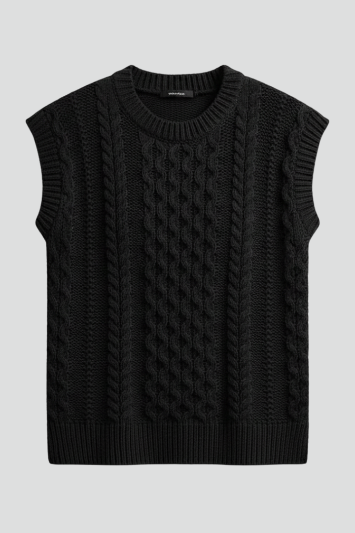 Ottilie | Women's Sleeveless Cable Knit Vest – Crew Neck Sweater Pullover