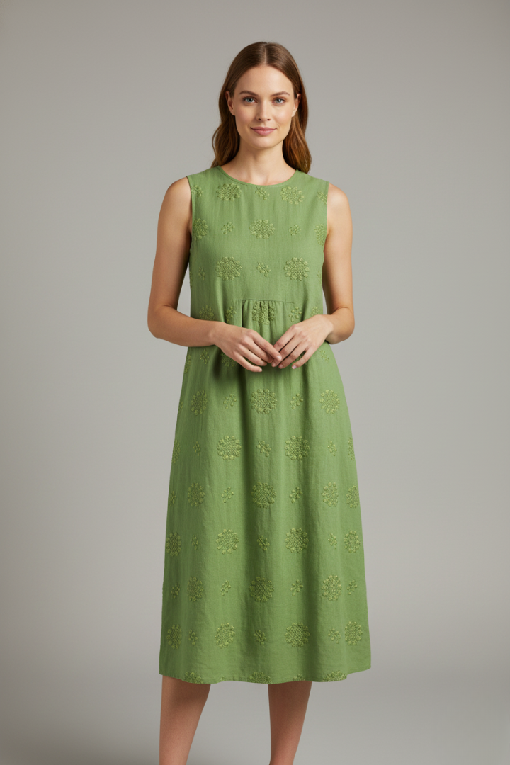 Ovia | Women’s Sleeveless Midi Dress – Round Neck