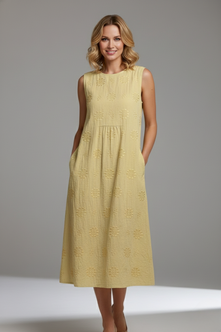 Ovia | Women’s Sleeveless Midi Dress – Round Neck