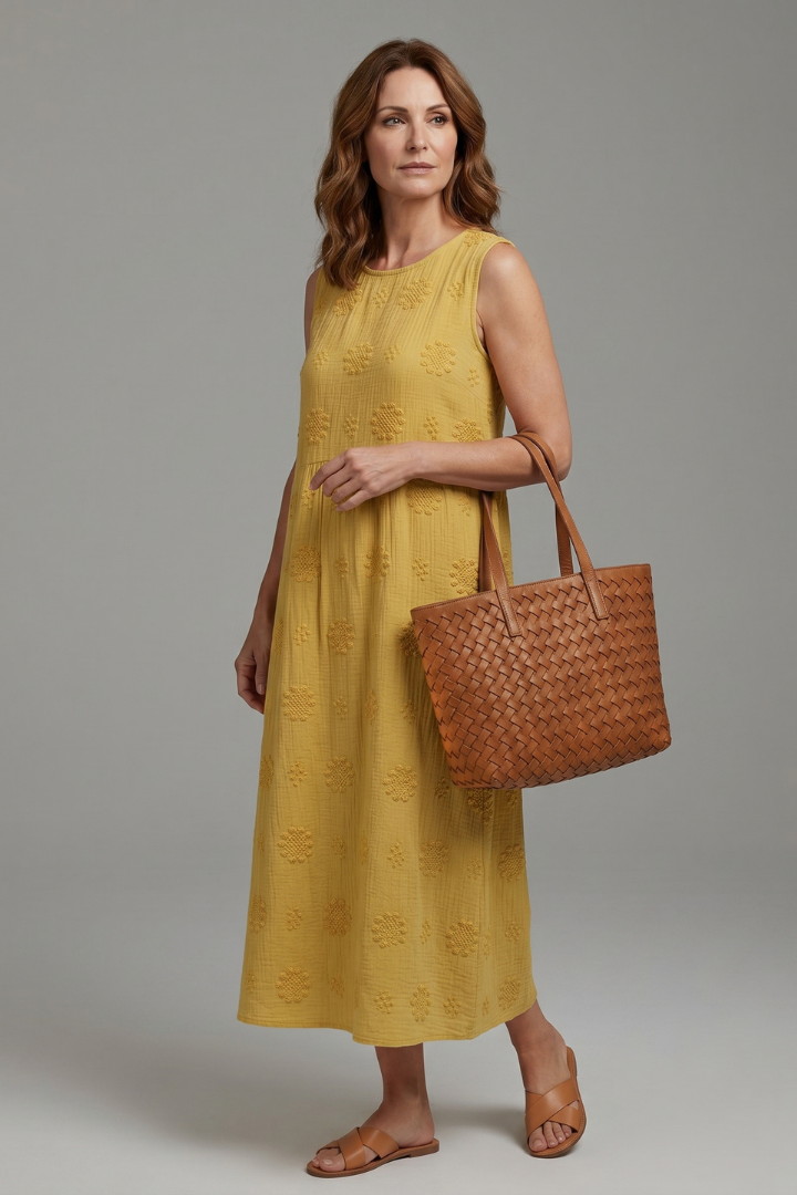 Ovia | Women’s Sleeveless Midi Dress – Round Neck