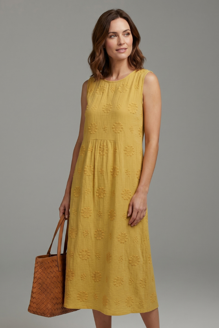 Ovia | Women’s Sleeveless Midi Dress – Round Neck