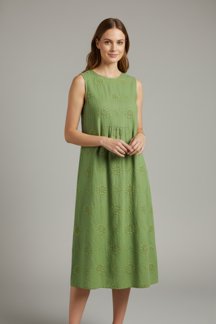 Ovia | Women’s Sleeveless Midi Dress – Round Neck