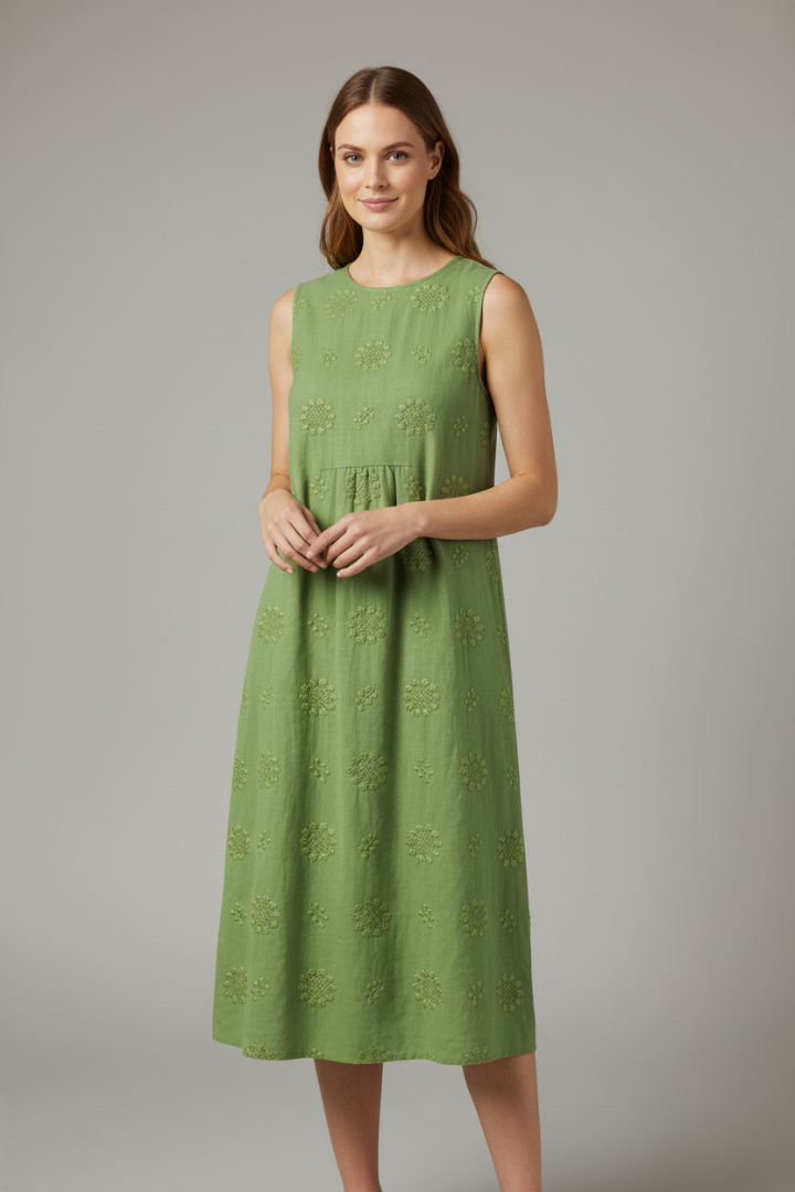 Ovia | Women’s Sleeveless Midi Dress – Round Neck