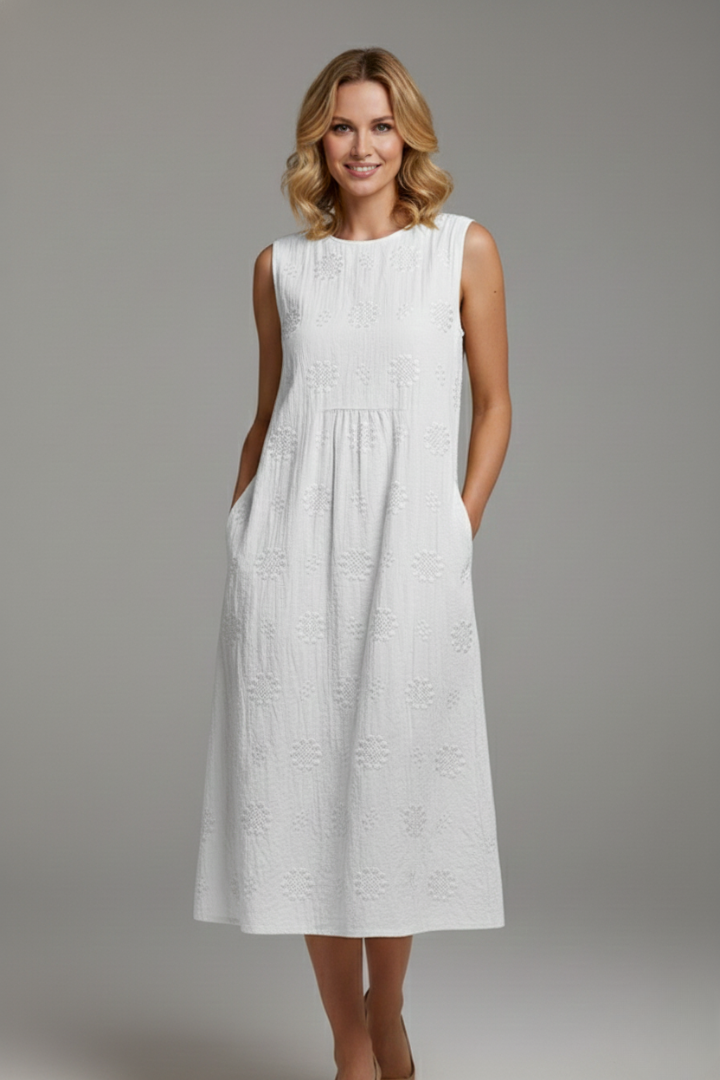 Ovia | Women’s Sleeveless Midi Dress – Round Neck