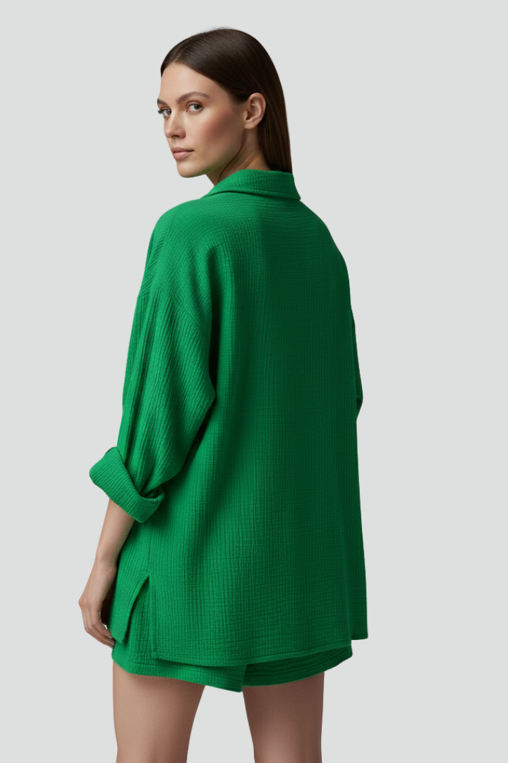 Palia | Women’s 2-Piece Set – Button Shirt & Drawstring Shorts
