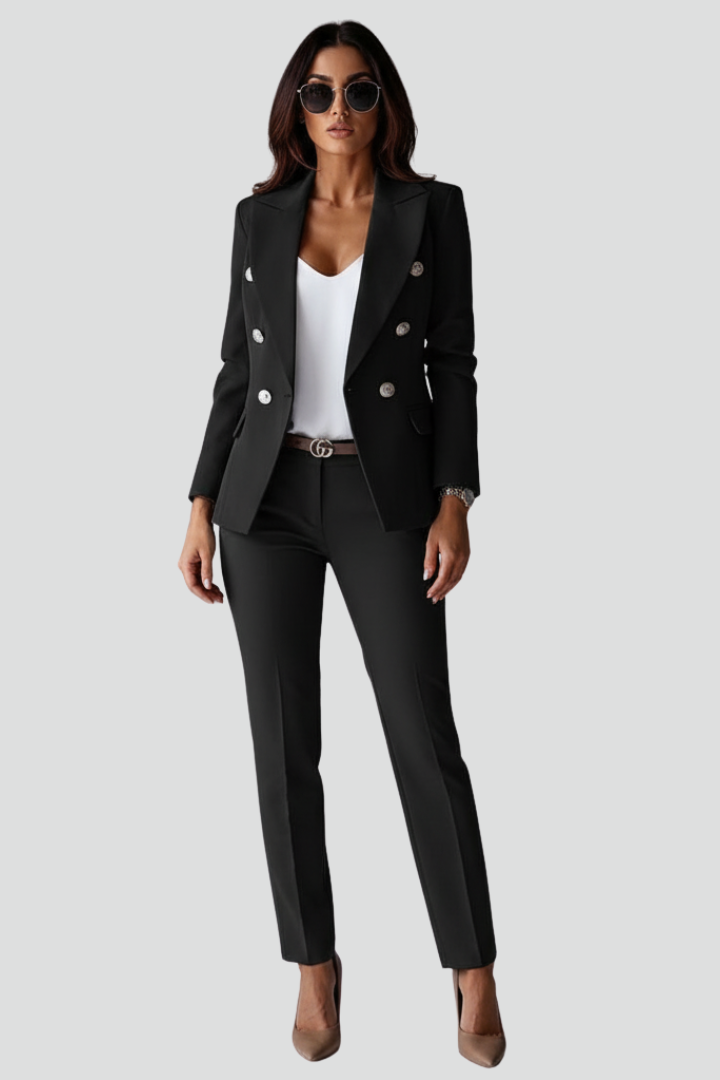 Perrin | Women’s Suit Set – Double-Breasted Blazer & Straight-Leg Trousers