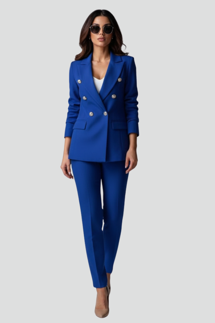 Perrin | Women’s Suit Set – Double-Breasted Blazer & Straight-Leg Trousers
