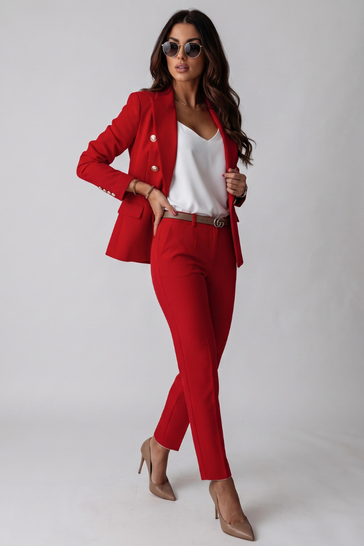 Perrin | Women’s Suit Set – Double-Breasted Blazer & Straight-Leg Trousers
