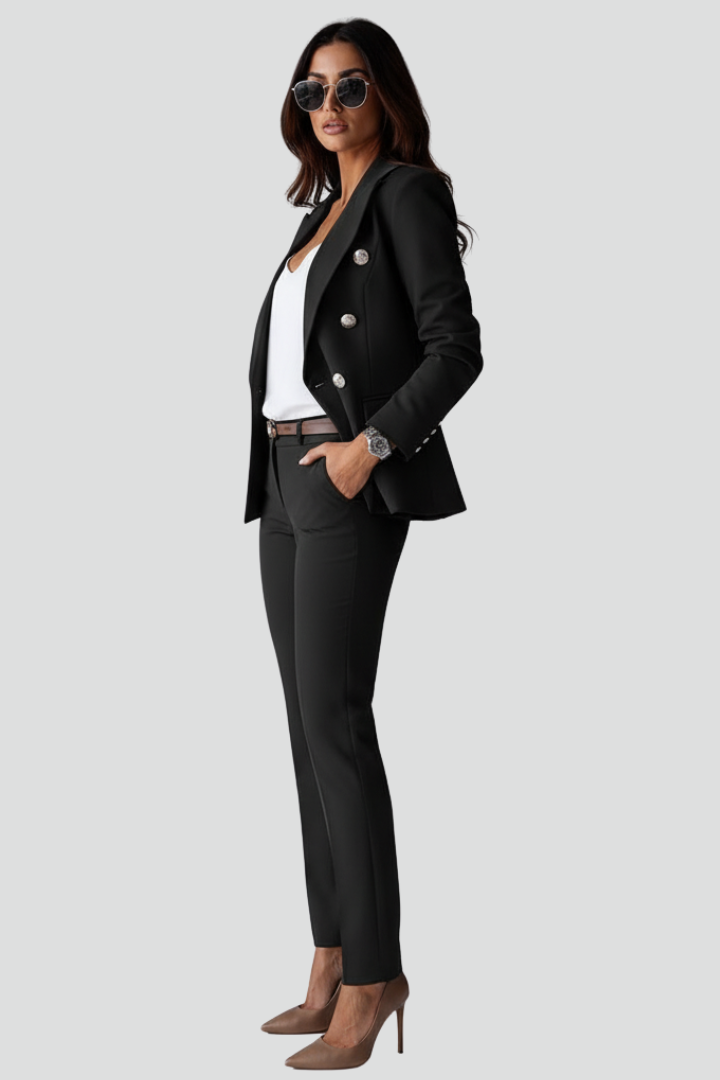 Perrin | Women’s Suit Set – Double-Breasted Blazer & Straight-Leg Trousers