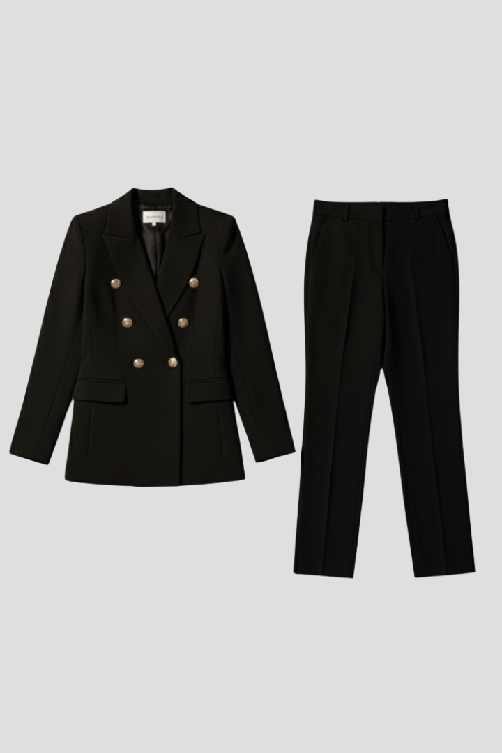Perrin | Women’s Suit Set – Double-Breasted Blazer & Straight-Leg Trousers