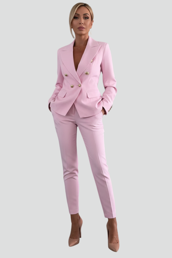 Perrin | Women’s Suit Set – Double-Breasted Blazer & Straight-Leg Trousers