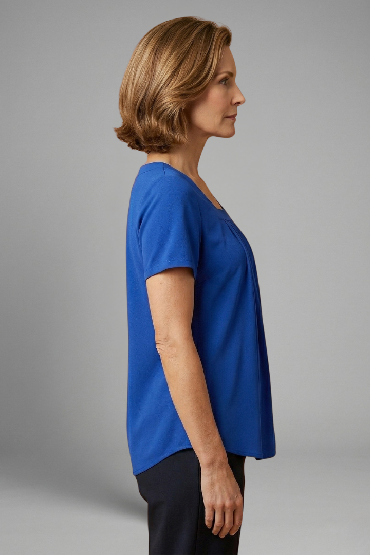 Piper | Women's Square Neck Tunic Top – Short Sleeve Loose Fit Blouse