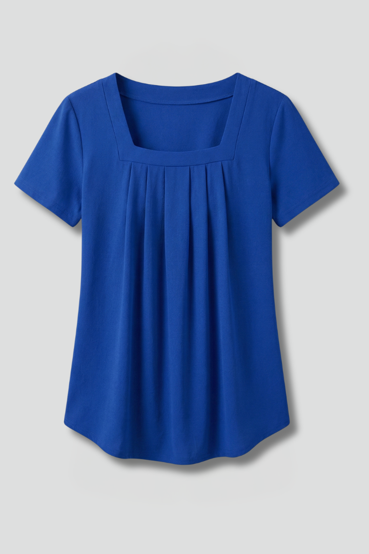 Piper | Women's Square Neck Tunic Top – Short Sleeve Loose Fit Blouse