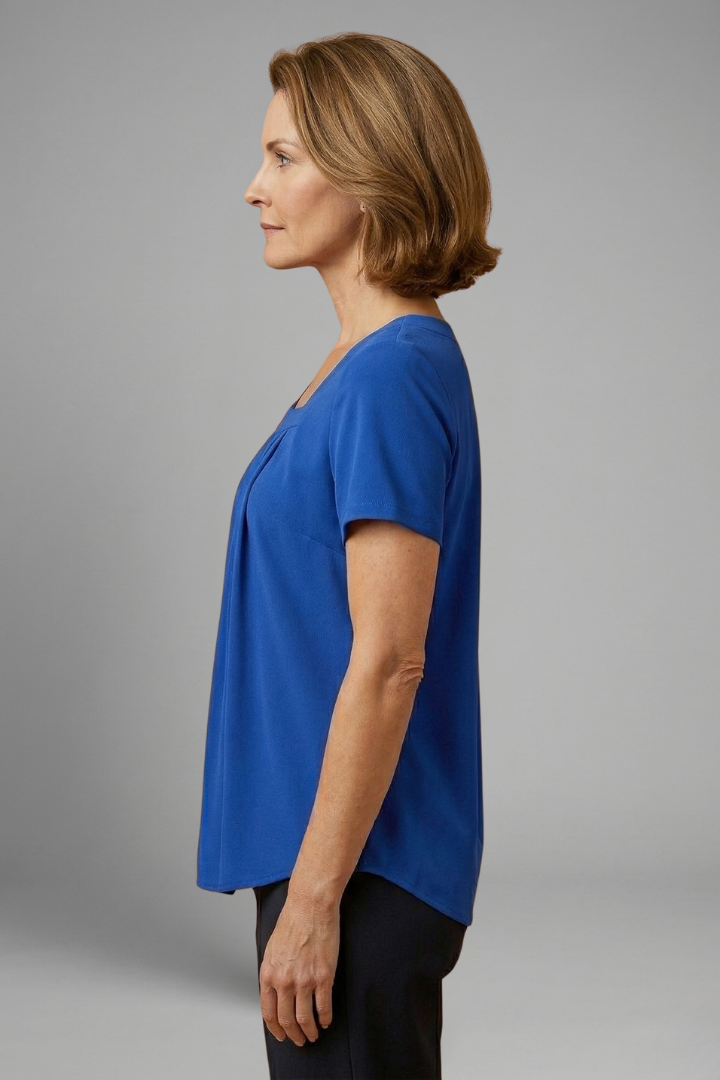 Piper | Women's Square Neck Tunic Top – Short Sleeve Loose Fit Blouse