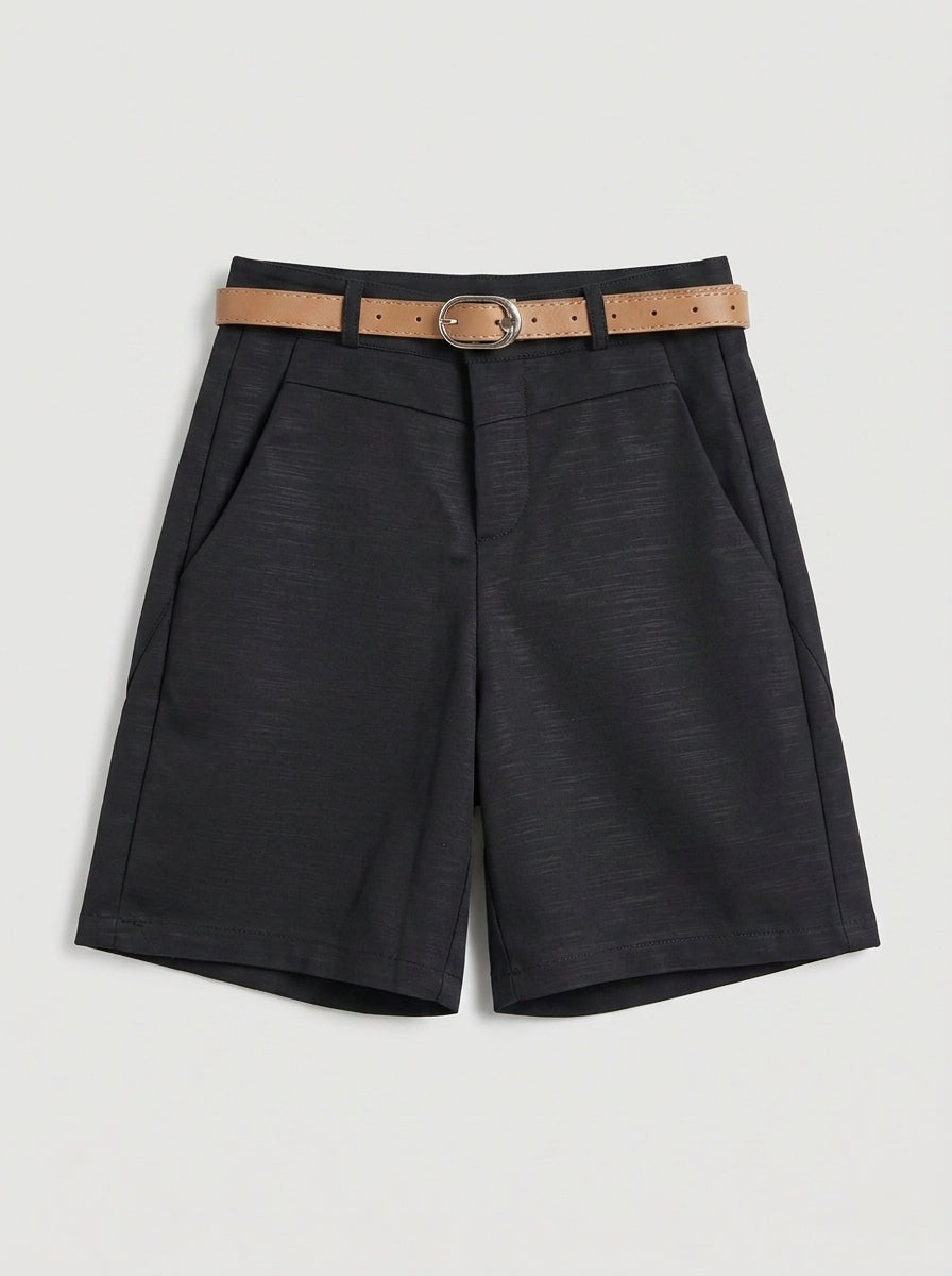 Primrose | Women’s Knee-Length Shorts – Straight Leg Casual Shorts with Belt Loops