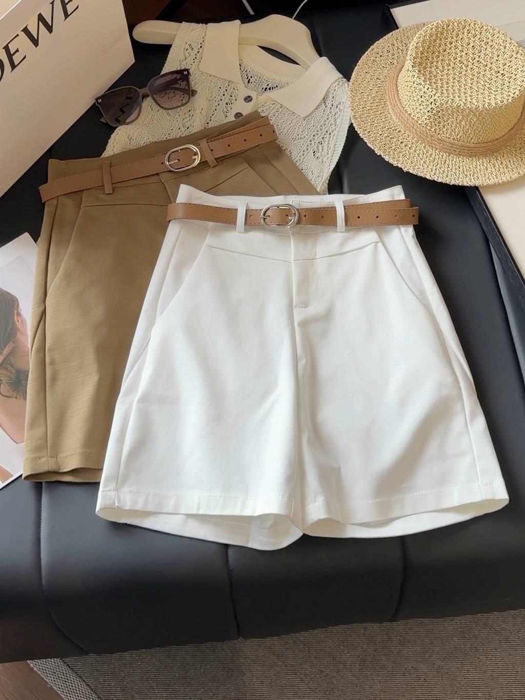 Primrose | Women’s Knee-Length Shorts – Straight Leg Casual Shorts with Belt Loops