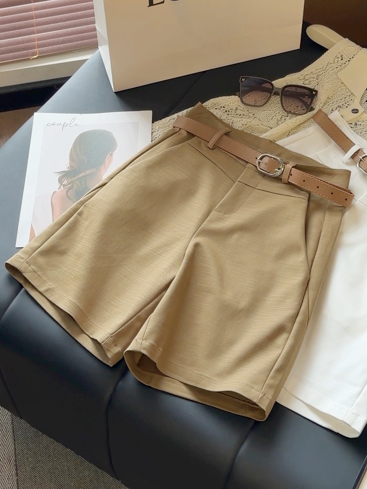 Primrose | Women’s Knee-Length Shorts – Straight Leg Casual Shorts with Belt Loops
