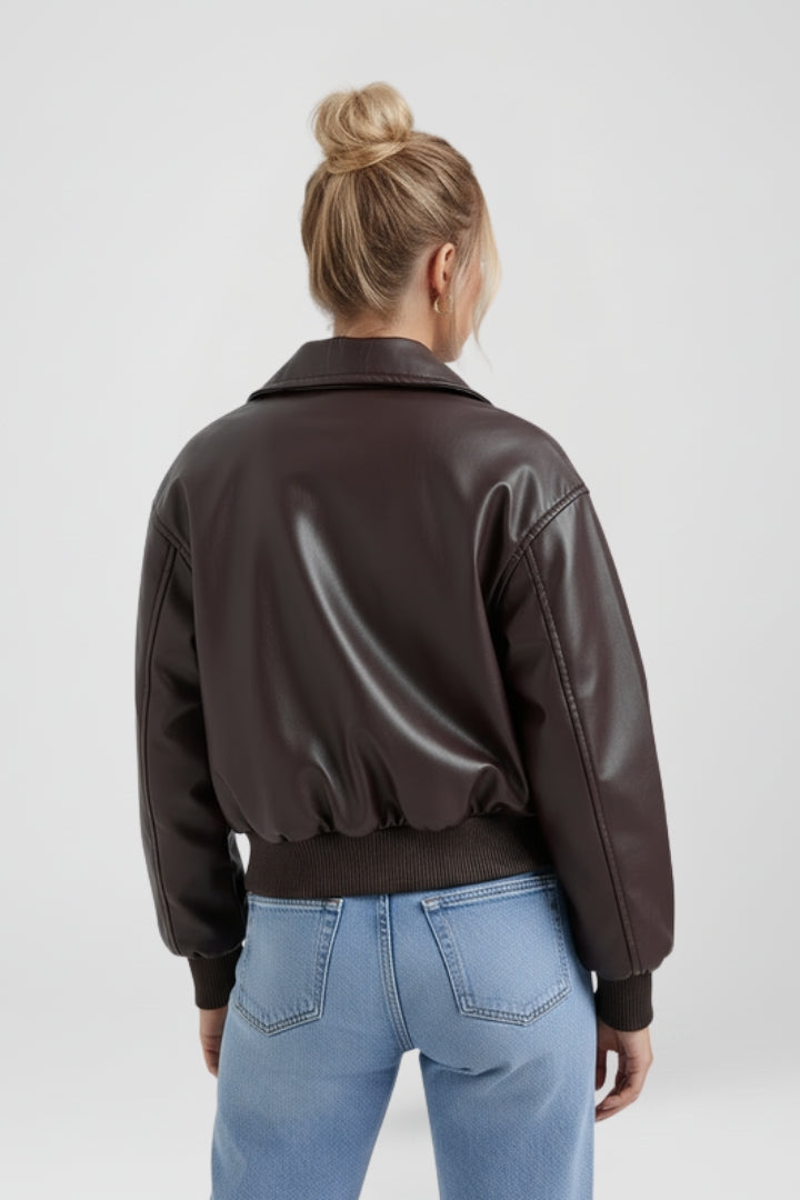 Quinn | Women's Casual Bomber Jacket – Zip-Up Ribbed Jacket with Full Lining