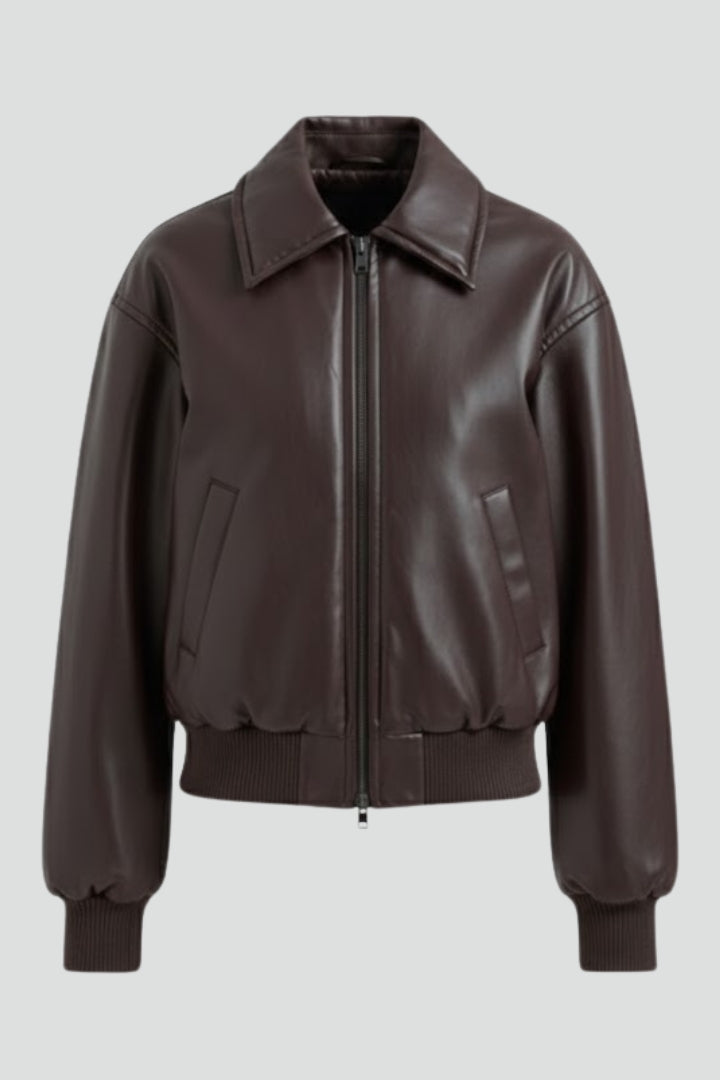 Quinn | Women's Casual Bomber Jacket – Zip-Up Ribbed Jacket with Full Lining