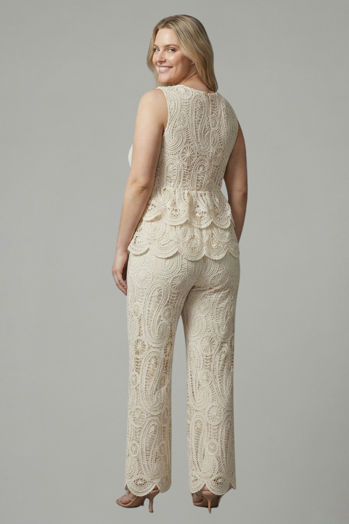 Quinnette | Women's Textured 2 Piece Set - Sleeveless Top & Asymmetrical Hem Skirt