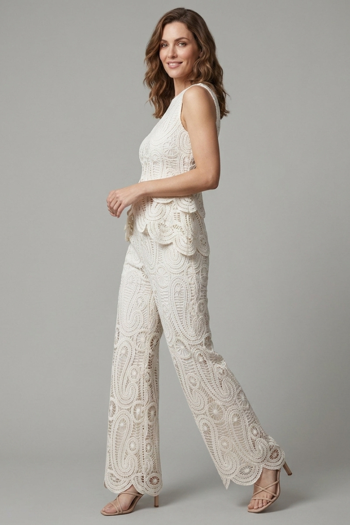 Quinnette | Women's Textured 2 Piece Set - Sleeveless Top & Asymmetrical Hem Skirt