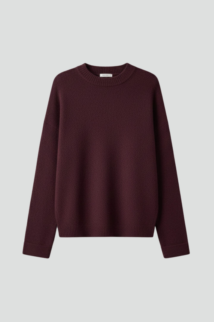 Raven | Women's Textured Knit Sweater – Mid-Length Round Neck Pullover