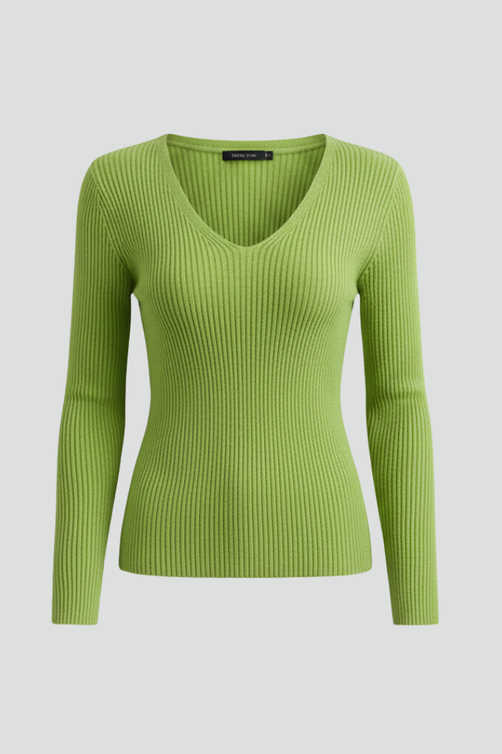 Reese | Women's V-Neck Sweater - Soft Knit Long Sleeve Pullover