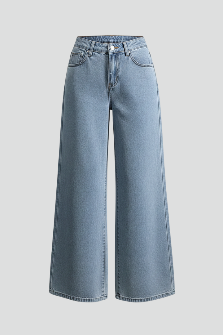 Rely | Women’s Casual Wide Leg Trousers – High Waist Button Fly Straight Pants