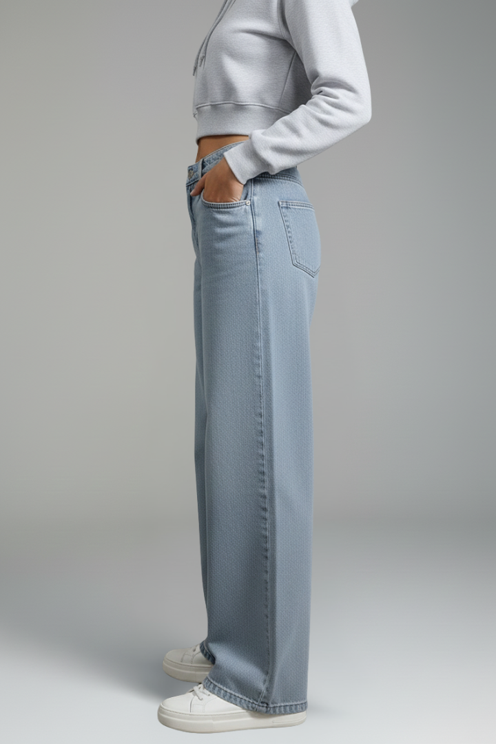 Rely | Women’s Casual Wide Leg Trousers – High Waist Button Fly Straight Pants