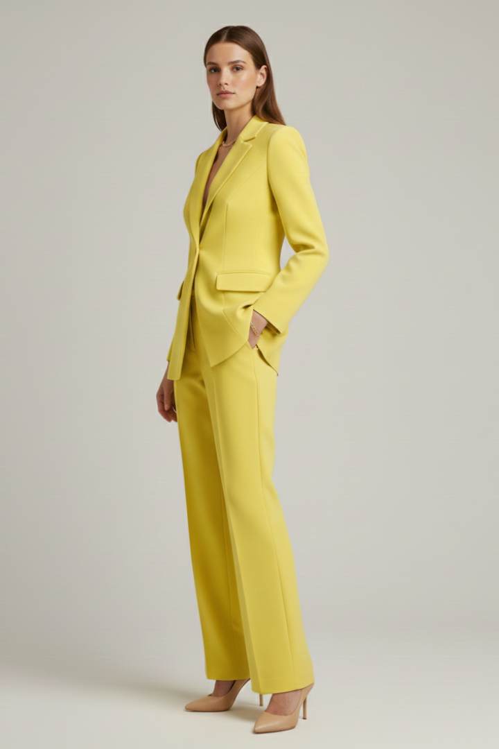 Rhosira | Women’s Tailored Suit Set – Notched Lapel Blazer & High-Waisted Wide-Leg Trousers,