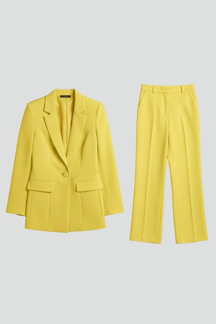 Rhosira | Women’s Tailored Suit Set – Notched Lapel Blazer & High-Waisted Wide-Leg Trousers,