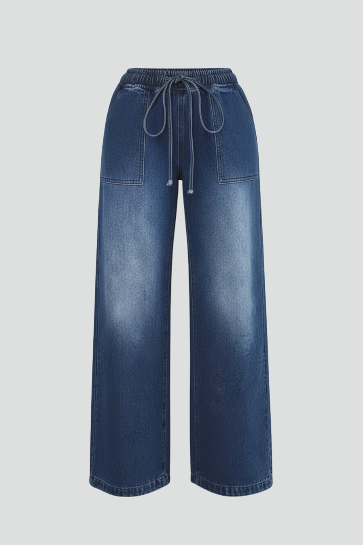 Rhosyn | Women's Wide Leg Drawstring Trousers – Relaxed Fit Pants with Pockets