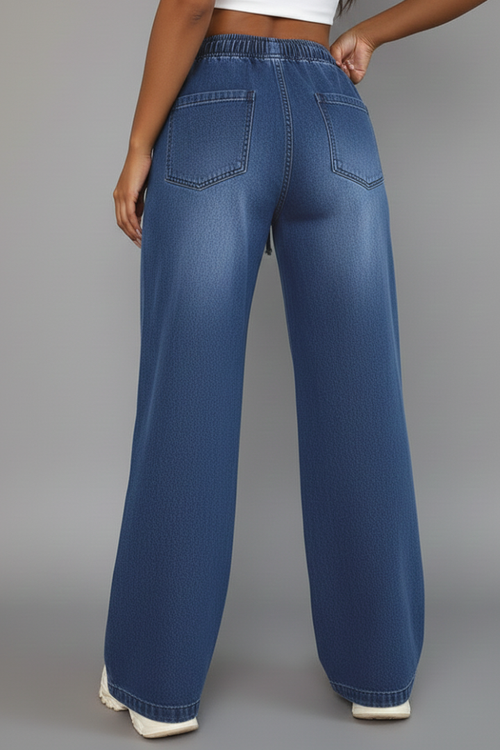 Rhosyn | Women's Wide Leg Drawstring Trousers – Relaxed Fit Pants with Pockets