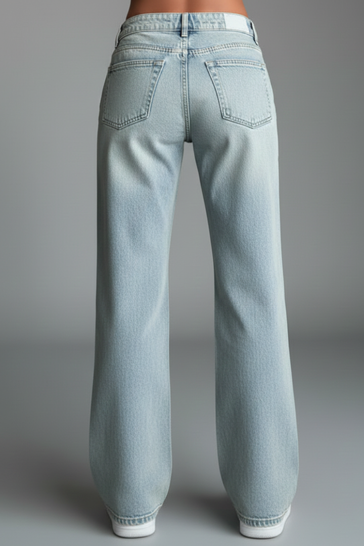 Rosalie | Women's Low-Rise Straight Leg Denim Jeans – Button Closure Casual Pants